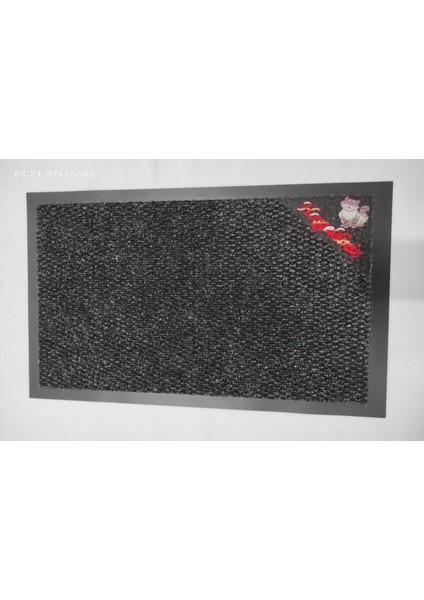 Gri Kedi Sticker Pvc Taban Çelik Kapı Önü Paspas 40 x 60 ( Nop Desen )