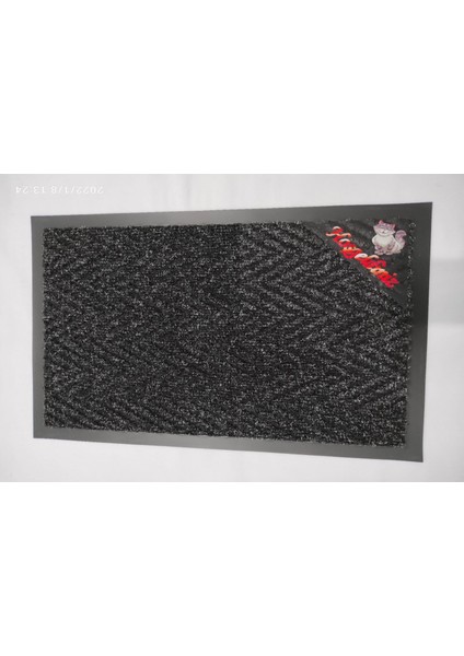 Gri Kedi Sticker Pvc Taban Çelik Kapı Önü Paspas 40 x 60 ( Çavuş Desen )
