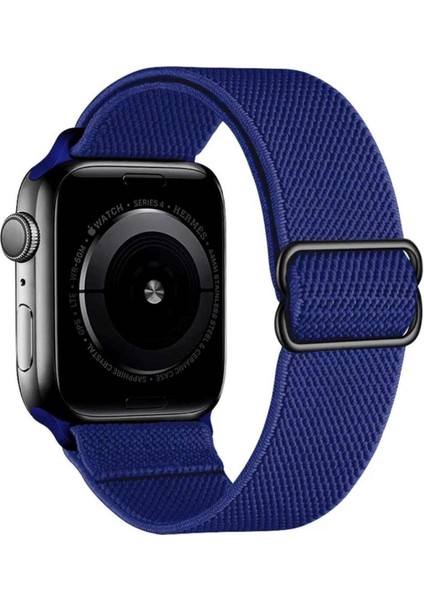Gregoss Mavi Apple Watch 2,3,4,5,6,se,7 Seri UYUMLU(42/44/45MM) Elastik Tokalı Bez Kordon Kayış