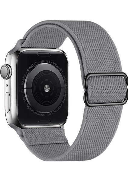 Gregoss Gri Apple Watch 2,3,4,5,6,se,7 Seri UYUMLU(42/44/45MM) Elastik Tokalı Bez Kordon Kayış