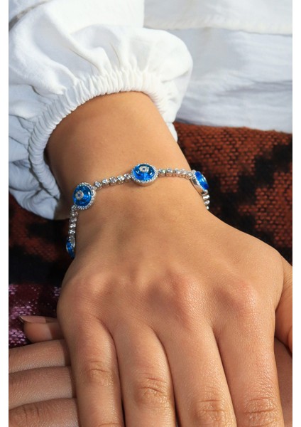 Su Yolu Model Taşlı 925 Ayar Gümüş Bileklik-Stok Kodu 201020060