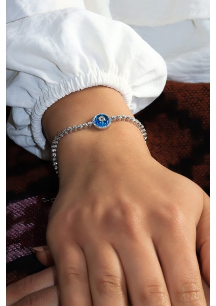 Su Yolu Model Taşlı 925 Ayar Gümüş Bileklik-Stok Kodu 201020059