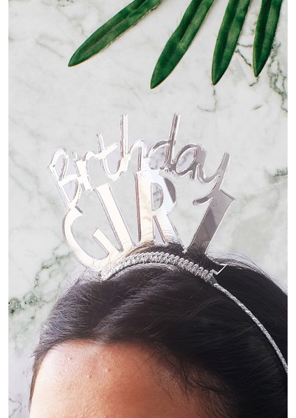 Gümüş Birthday Girl Doğum Günü Tacı