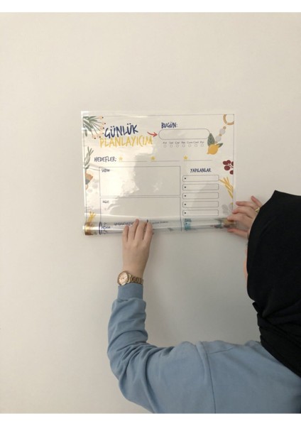 Günlük Planlayıcı Yazı Tahtası Akıllı Kağıt Tahta Planner Tutunabilir Kağıt + Kalem 47X70 cm
