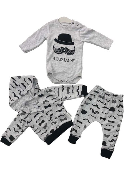 Hırkalı Bıyıklı 3'lü Bebek Set
