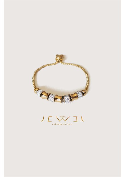 P. Dört Taşlı Gold Altın Kaplama Bileklik