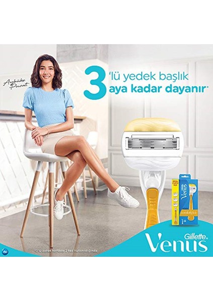 Gillette Venus  Gillette Venus Comfortglide Olay Kadın Tıraş Makinesi Plus 2 Yedek Tıraş Bıçağı  Tı