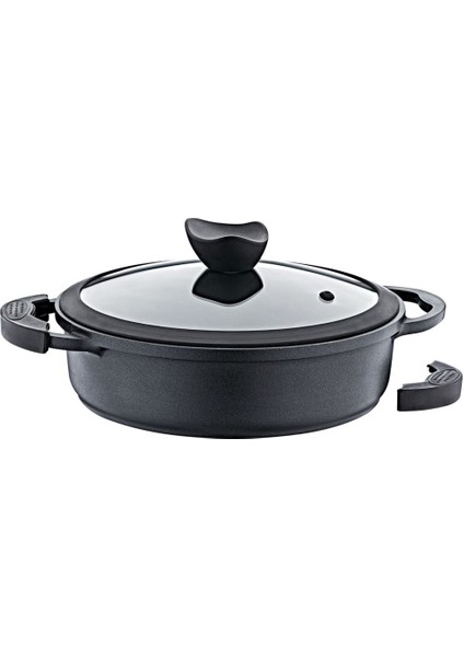 Palladium 28 cm Siyah Kısa Tencere PK2804
