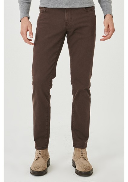 ALTINYILDIZ CLASSICS Erkek Kahverengi 360 Derece Her Yöne Esneyen Slim Fit Dar Kesim Pamuklu Esnek Rahat Pantolon