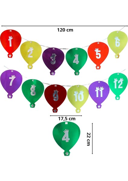 12 Ay Foto Banner, Metalik Karton Balonlu ve Mandallı - 2,40 mt fiyatları