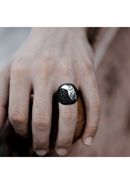 925 Ayar Gümüş Libert Kartal Motifli Siyah Mikro Taşlı Yüzük fırsatları