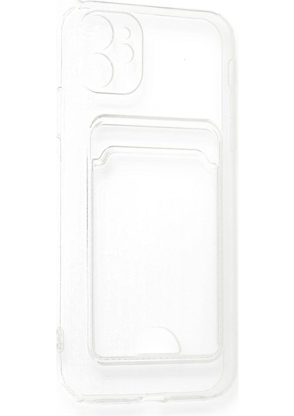 Apple iPhone 11 Kılıf Cardy Şeffaf Kartlık Cepli Kapak Şeffaf