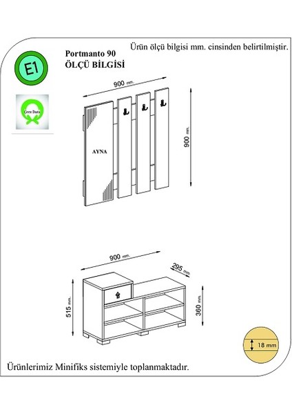 BMdekor Portmanto Seul Beyaz 90 cm