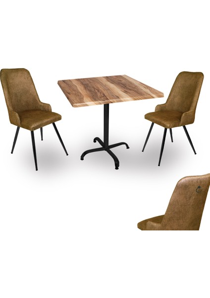 Indigo Werzalit Kare - Çırağan 2li Masa Takımı (60X60) - Indiana Wood Kahve