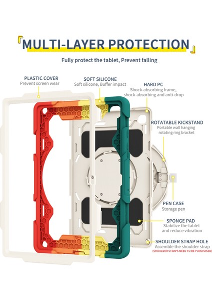 Kontrast Renkli Kılıf Samsung Galaxy Tab A7 10.4 T505 Renkli Kırmızı (Yurt Dışından)