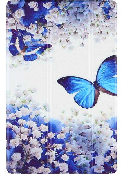 Samsung Galaxy Tab A7 10.4 (2020) Deri Kılıf Blue Butterflies (Yurt Dışından)