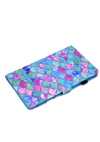 Samsung Galaxy Tab A7 10.4 Için Desen Deri Kılıf (2020) Color Fish Scales (Yurt Dışından)