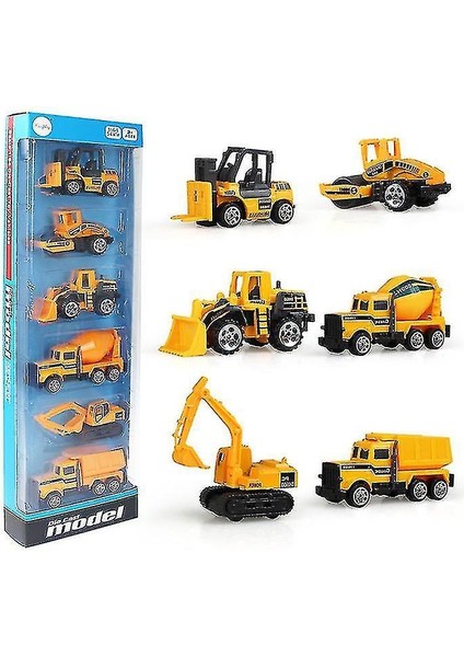 Bir # Alaşım Mühendislik Araçları, Bebek Mini Araba Modeli Oyuncaklar, 6 Paketler AZ10584 (Yurt Dışından)