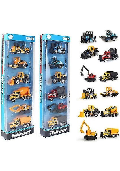 Bir # Alaşım Mühendislik Araçları, Bebek Mini Araba Modeli Oyuncaklar, 6 Paketler AZ10584 (Yurt Dışından)