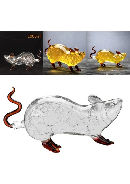 Viski Sürahi Cam Fare Şekli Bourbon Araba Için Yaratıcı Zarif Içecekler fırsatları