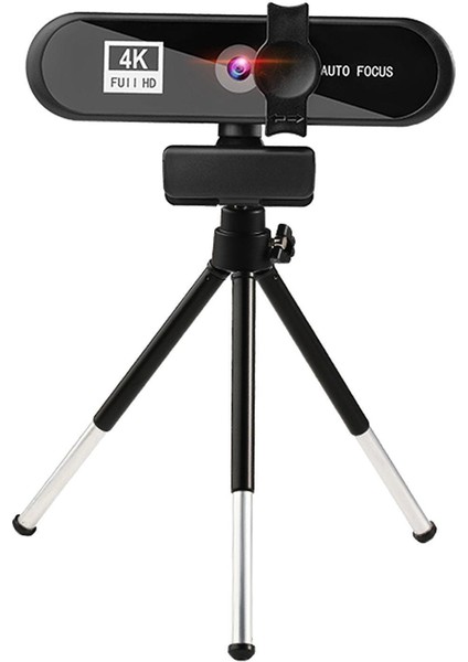 4 K 8mp Hd Autofocus Web Kamera ile Tripod, Dahili Mikrofon, Dizüstü Bilgisayar Video Oyunu Için - 4K Siyah(Yurt Dışından)