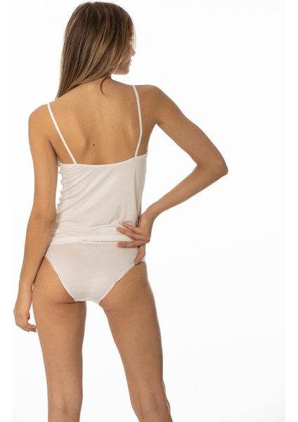 Kadın Dantelli Penye Atlet Külot / Kaşkorse Set - 350 Ekru fiyatları