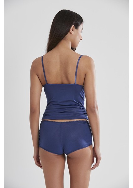 Kadın Dantelli Penye Atlet Külot / Kaşkorse Set - 332 Lacivert modelleri