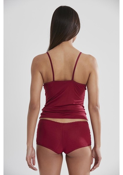 Kadın Dantelli Penye Atlet Külot / Kaşkorse Set - 332 Bordo modelleri