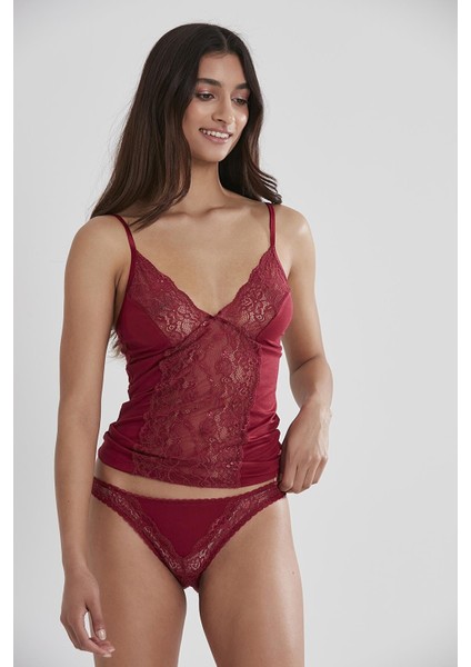 Kadın Dantelli Penye Atlet Külot / Kaşkorse Set - 381 Bordo fiyatları