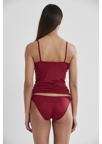 Kadın Dantelli Penye Atlet Külot / Kaşkorse Set - 381 Bordo modelleri
