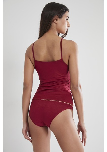 Kadın Dantelli Penye Atlet Külot / Kaşkorse Set - 367 Bordo fiyatları