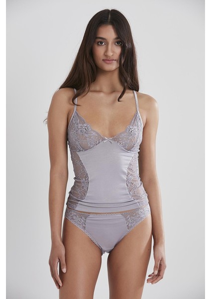 Kadın Dantelli Penye Atlet Külot / Kaşkorse Set - 391 Royal