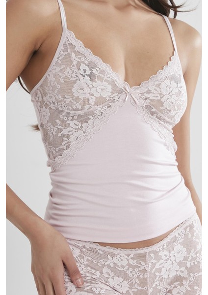 Kadın Dantelli Penye Atlet Külot / Kaşkorse Set - 361 Pudra modelleri
