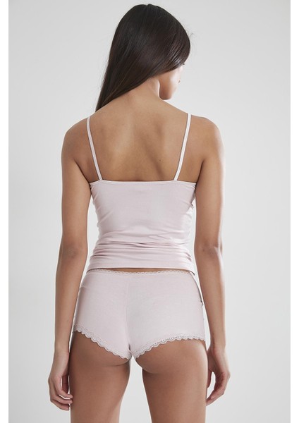 Kadın Dantelli Penye Atlet Külot / Kaşkorse Set - 361 Pudra fırsatları