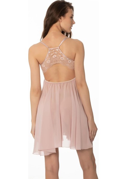 Kadın Saten Dantelli Gecelik 880 Pudra fırsatları