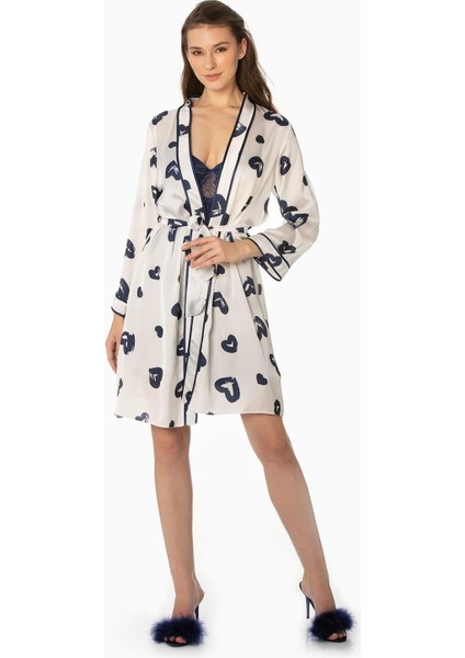 Saten Emprime Gecelik & Sabahlık Takım - 2406 Lacivert fiyatları