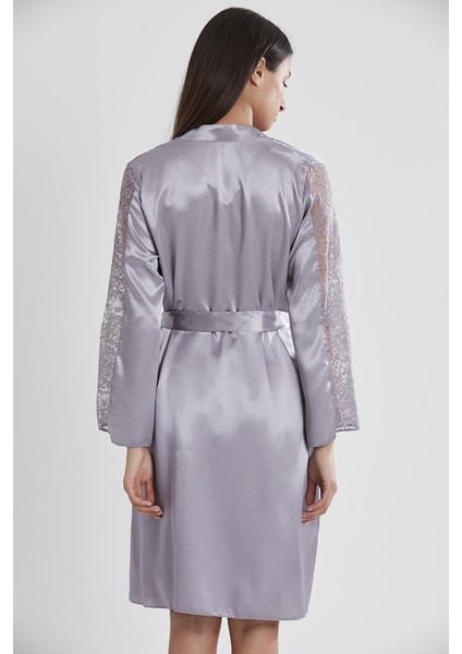 Kadın Saten Dantelli Gecelik & Sabahlık Takım - 4025 Royal modelleri