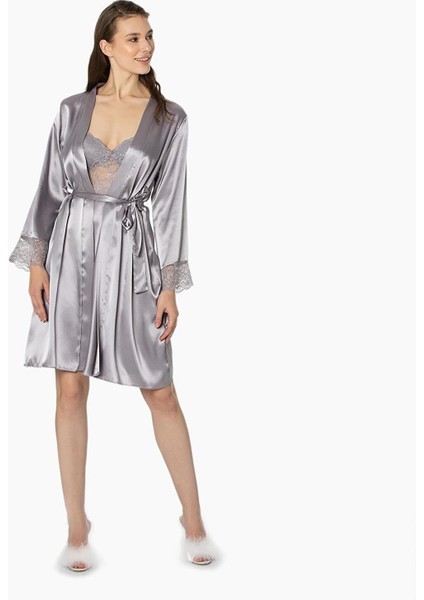 Saten Dantelli Gecelik & Sabahlık Takım - 4265 Royal fiyatları