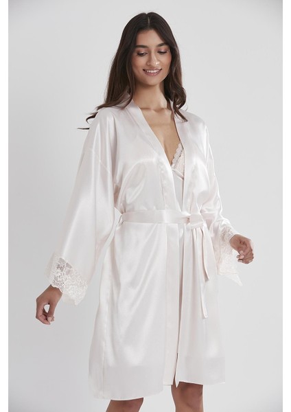 Kadın Saten Dantelli Gecelik & Sabahlık Takım - 4250 Inci modelleri