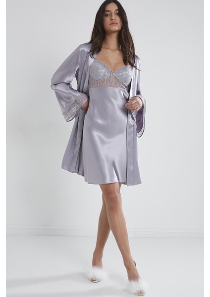 Saten Dantelli Gecelik & Sabahlık Takım - 4090 Royal fiyatları