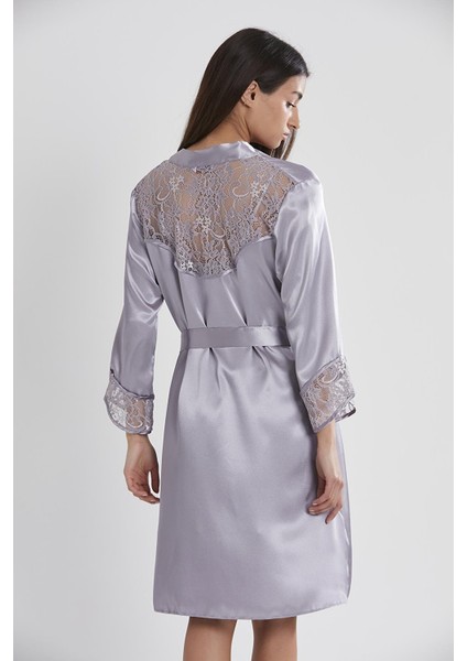 Kadın Saten Dantelli Gecelik & Sabahlık Takım - 4075 Royal modelleri