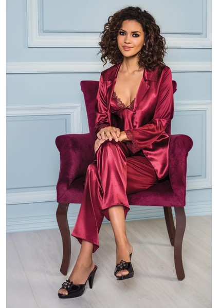 Kadın Saten Altılı Çeyiz Seti - 6960 Bordo fiyatları