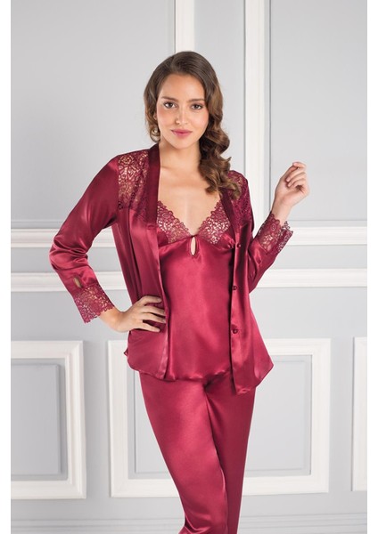 Kadın Saten Altılı Çeyiz Seti 6620 Bordo indirimleri