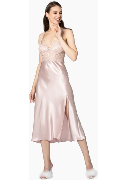 Kadın Saten Altılı Çeyiz Seti - 6025 Pudra modelleri