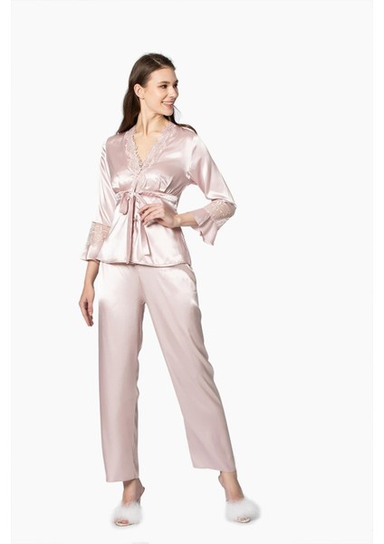 Kadın Saten Altılı Çeyiz Seti - 6025 Pudra indirimleri