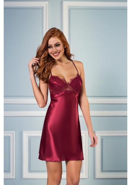 Kadın Ekru Saten Altılı Çeyiz Seti - 6335 Bordo modelleri