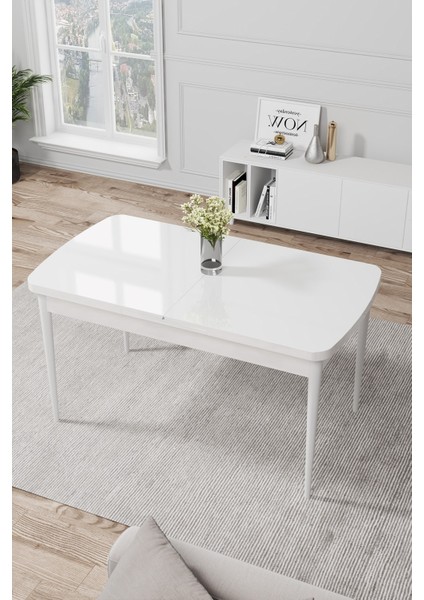 Concept Par Serisi 70 x 114 Cm, Açılabilir Mdf Mutfak Masa Takımı, Beyaz Masa ve 6 Sandalye fiyatları