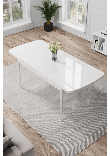 Concept Par Serisi 70 x 114 Cm, Açılabilir Mdf Mutfak Masa Takımı, Beyaz Masa ve 6 Sandalye modelleri