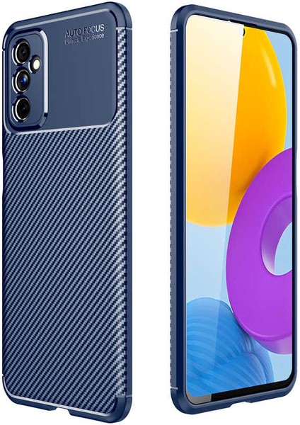 Caseworld Samsung Galaxy M52 Kılıf Karbon Tasarımlı Kapak - Lacivert