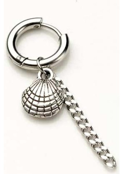 Unisex Gümüş Deniz Kabuğu Figürlü Çelik Küpe